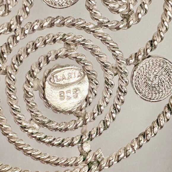 VTG Sterling Silver 925 Filigree Spiral Circle Dangle Earrings Size 2" Length - Picture 7 of 9